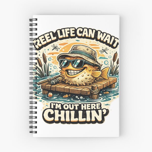 Item preview, Reel Life Can Wait I'm Out Here Chillin Funny Fishing Puffer Fish T-Shirt | Cute Fisherman Gift designed and sold by Rx Graphic Studio.