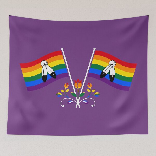 Item preview, Two Spirit Pride Flag Folk Motif – © heidiannemorris Scandinavian Folk Art designed and sold by FOLK ART FUSION by heidiannemorris.