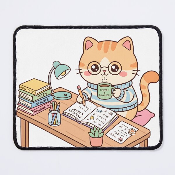 Item preview, Coffee & Knowledge – Cute Study Cat designed and sold by applecaramel.
