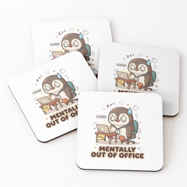 Item preview, Mentally Out Of Office — Funny Burnout Penguin designed and sold by Kawaiartist.