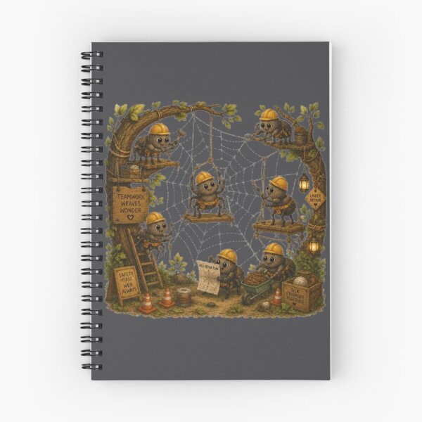 Item preview, Teamwork Weaves Wonder Cute Spiders Repairing Web Art designed and sold by Miheerala.