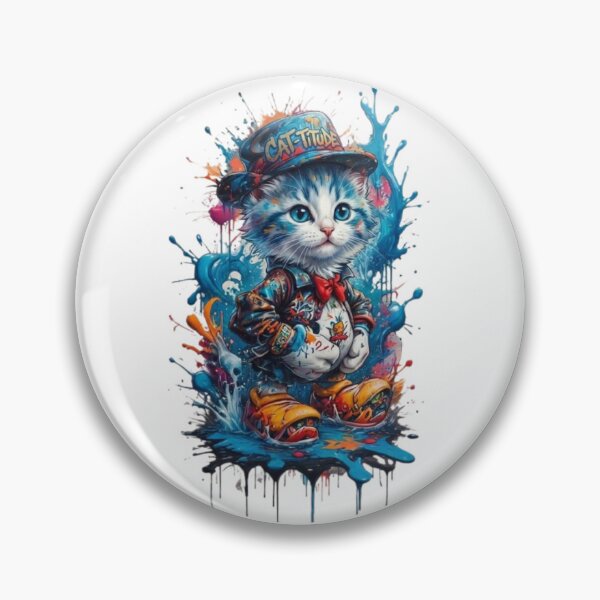 Item preview, CATTITUDE Cool Cat | Urban Graffiti Splash Art Kitten designed and sold by PixelStyle Studio.