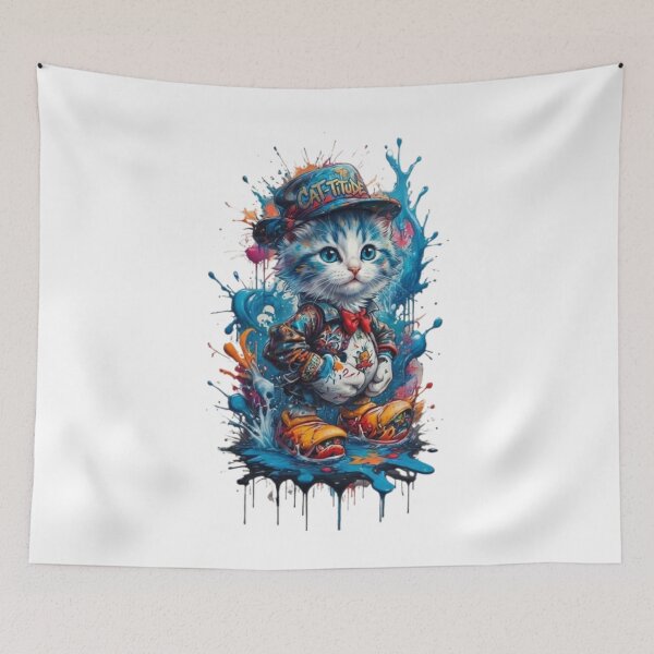 Item preview, CATTITUDE Cool Cat | Urban Graffiti Splash Art Kitten designed and sold by PixelStyle Studio.