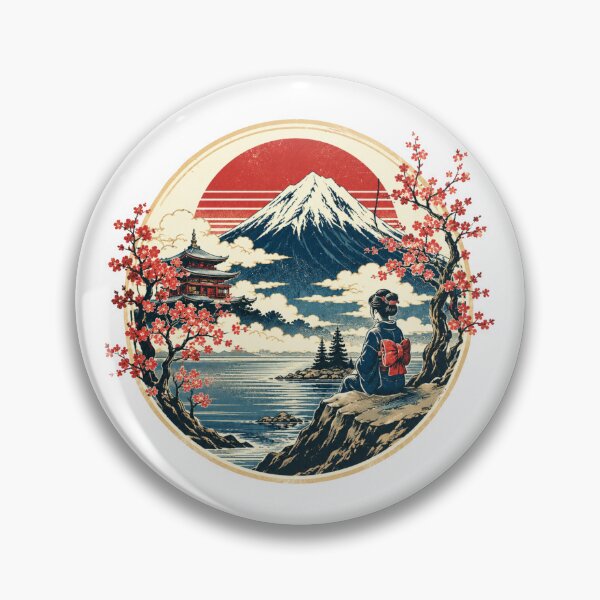 Item preview, Japanese Mountain Cherry Blossom Landscape designed and sold by Moizento.