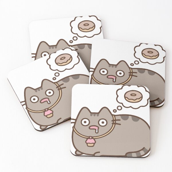 Item preview, Hungry Chubby Grey Cat Dreaming of Donuts Cute Sticker designed and sold by daenarys123.