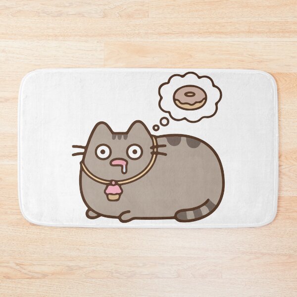 Item preview, Hungry Chubby Grey Cat Dreaming of Donuts Cute Sticker designed and sold by daenarys123.