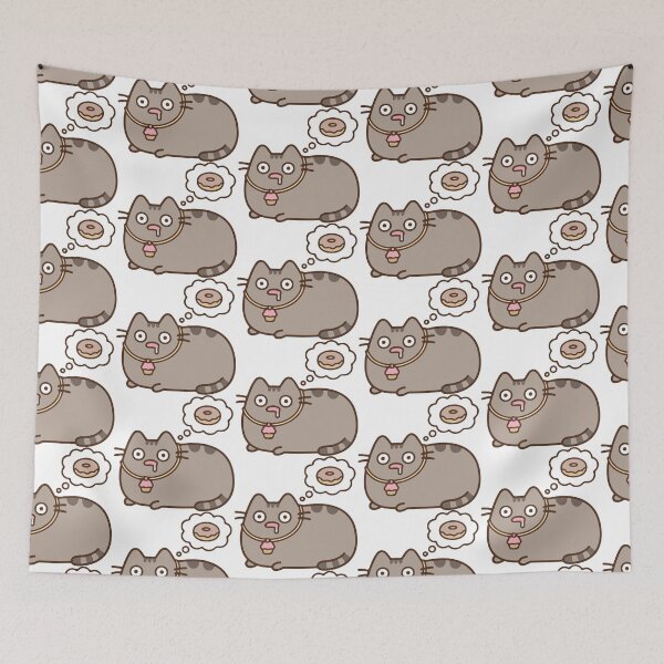 Item preview, Hungry Chubby Grey Cat Dreaming of Donuts Cute Sticker designed and sold by daenarys123.