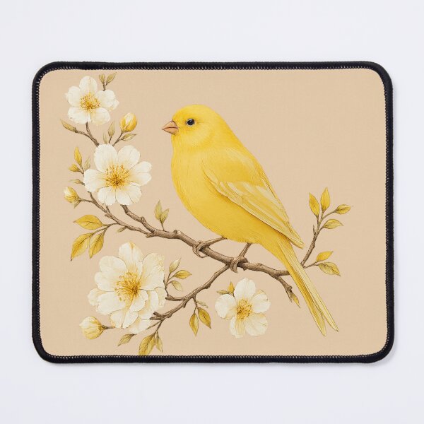Item preview, Vintage Yellow Canary on Flowering Branch designed and sold by KM Design.