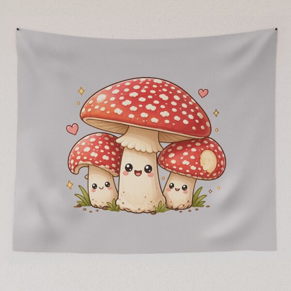 Item preview, Happy Kawaii Mushroom Family designed and sold by 63Hotpeppers.