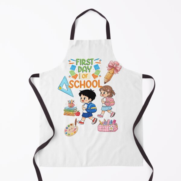 Item preview, First Day of School Happy Kawaii Kids with School Supplies designed and sold by Szpaku desart .