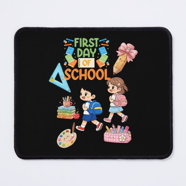 Item preview, First Day of School Happy Kawaii Kids with School Supplies designed and sold by Szpaku desart .