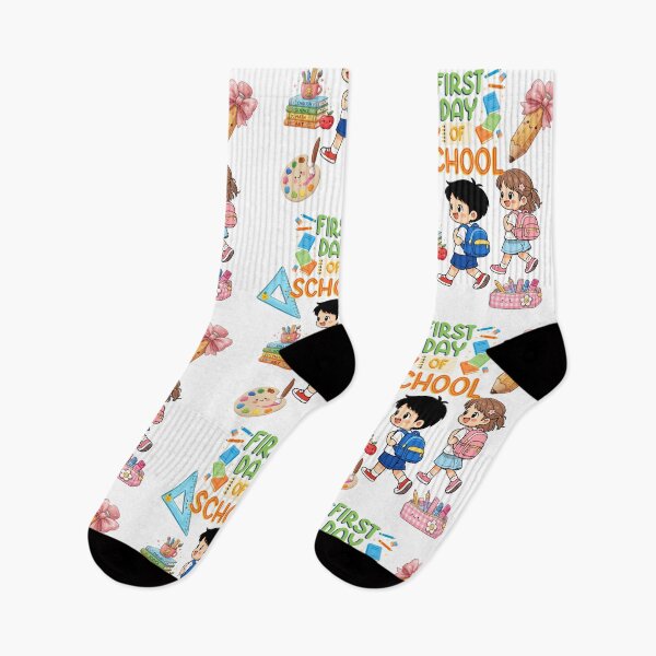 Item preview, First Day of School Happy Kawaii Kids with School Supplies designed and sold by Szpaku desart .