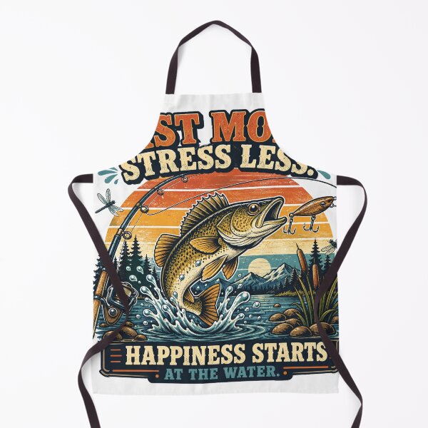 Item preview, Cast More Stress Less Happiness Starts at the Water Funny Fishing T-Shirt | Vintage Bass Angler Gift designed and sold by Rx Graphic Studio.