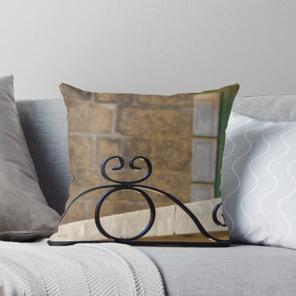 Item preview, Decorative Wrought Iron Gate With Scrollwork Against Stone Wall And Green Window designed and sold by Nmallia.