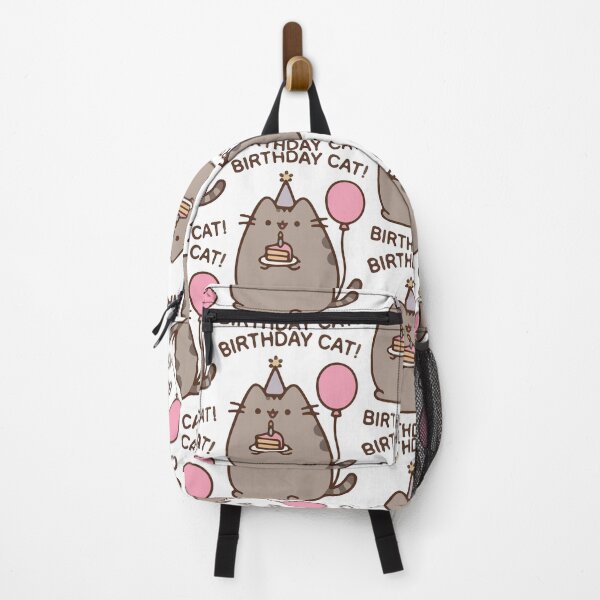 Item preview, Cute Birthday Cat with Cake and Balloon Kawaii Sticker designed and sold by daenarys123.
