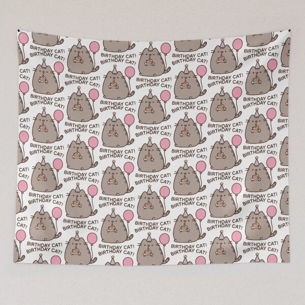 Item preview, Cute Birthday Cat with Cake and Balloon Kawaii Sticker designed and sold by daenarys123.