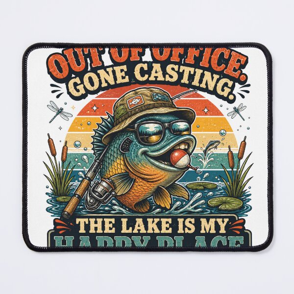Item preview, Out of Office Gone Casting The Lake Is My Happy Place Funny Fishing T-Shirt | Vintage Angler Gift designed and sold by Rx Graphic Studio.