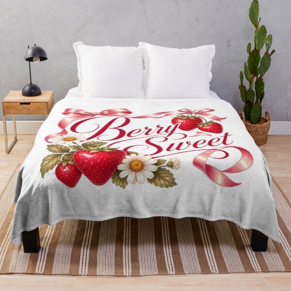 Item preview, Berry Sweet Strawberry & Daisy Illustration – Cute Aesthetic Art Print designed and sold by QuirkyCloud Designs.