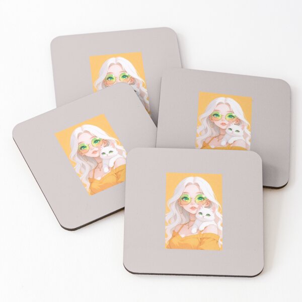 Item preview, Cute Anime Girl with White Hair & Green Sunglasses designed and sold by aminomen.