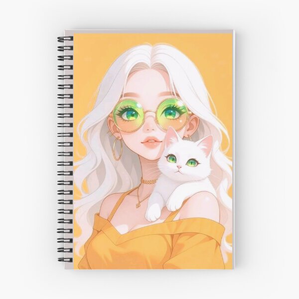 Item preview, Cute Anime Girl with White Hair & Green Sunglasses designed and sold by aminomen.
