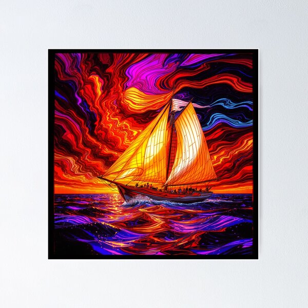 Item preview, Abstract Clipper Ship Nautical Ocean Scene designed and sold by GaffaDesigns.