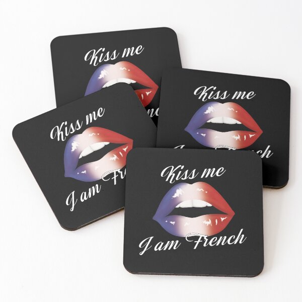 Item preview, KISS ME I AM FRENCH text and with sexy female lips with the colors of the French flag designed and sold by Martapp.