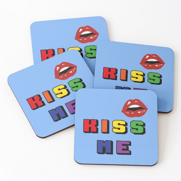 Item preview, KISS ME text with the colors of the LGBTI flag and with sexy female lips designed and sold by Martapp.