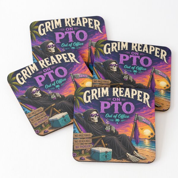 Item preview, Grim Reaper on PTO – Dark Workplace Humor designed and sold by Cloud Tide Studio.