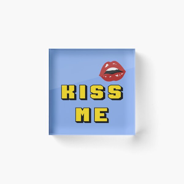 Item preview, KISS ME yellow text with sexy female lips designed and sold by Martapp.