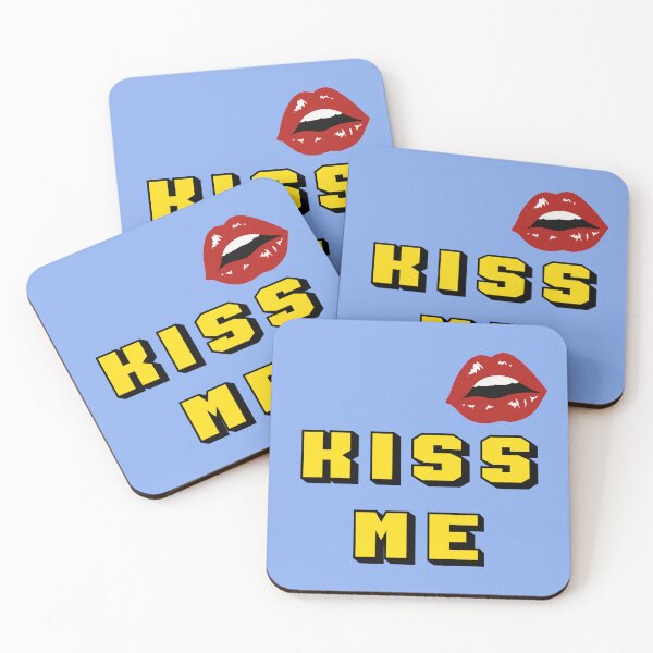 Item preview, KISS ME yellow text with sexy female lips designed and sold by Martapp.