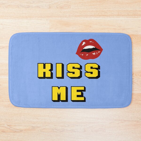 Item preview, KISS ME yellow text with sexy female lips designed and sold by Martapp.