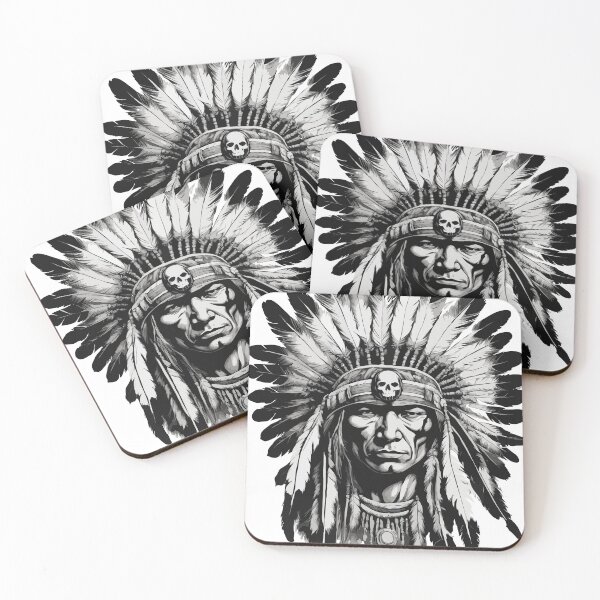 Item preview, War Chief Portrait Black & White Print designed and sold by X-ecute.