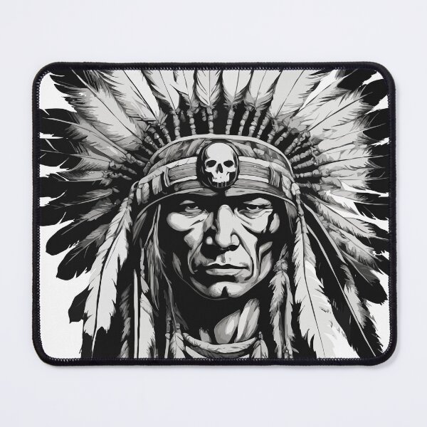 Item preview, War Chief Portrait Black & White Print designed and sold by X-ecute.