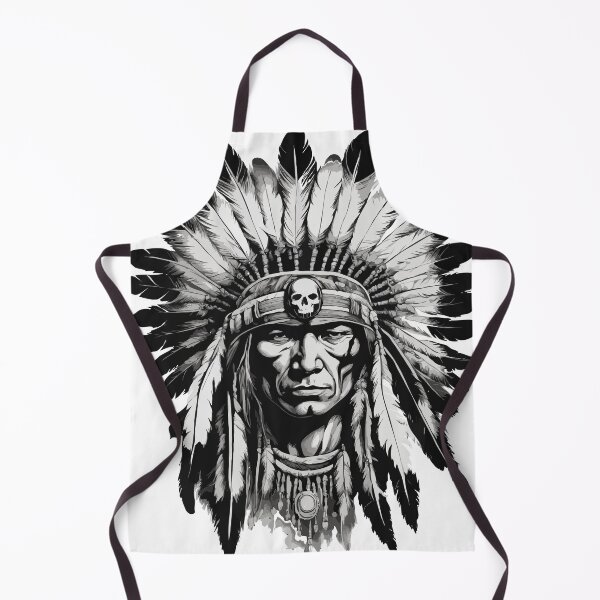 Item preview, War Chief Portrait Black & White Print designed and sold by X-ecute.