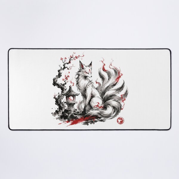 Item preview, Nine-Tailed Kitsune Spirit — Japanese Ink Fox designed and sold by darkdesign9.