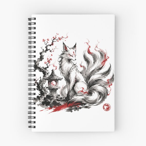 Item preview, Nine-Tailed Kitsune Spirit — Japanese Ink Fox designed and sold by darkdesign9.