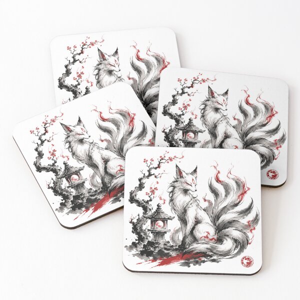 Item preview, Nine-Tailed Kitsune Spirit — Japanese Ink Fox designed and sold by darkdesign9.