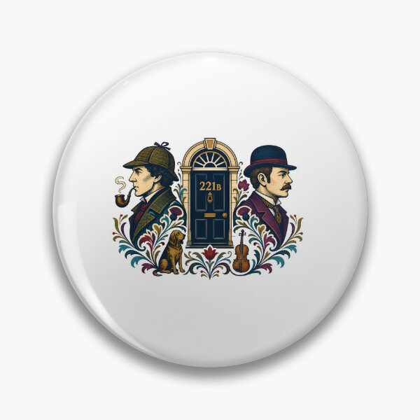 Item preview, Sherlock Holmes and Watson – Folk Floral 221B Portrait designed and sold by Fenay Designs.