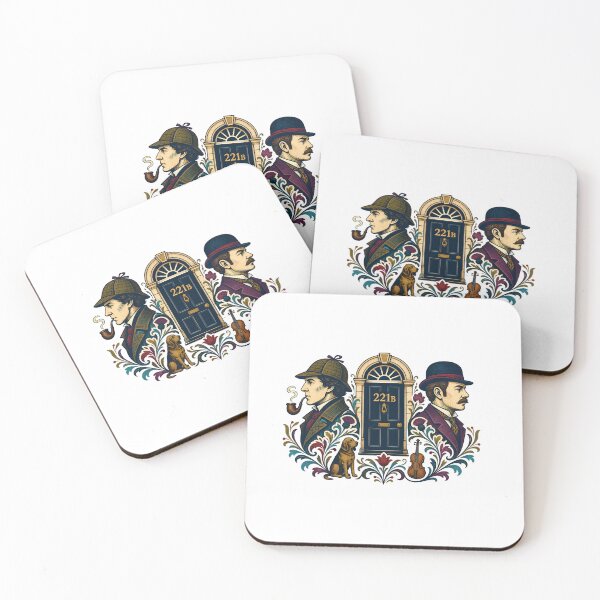 Item preview, Sherlock Holmes and Watson – Folk Floral 221B Portrait designed and sold by Fenay Designs.