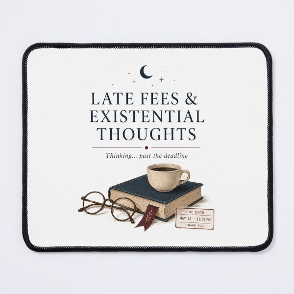 Item preview, Late Fees & Existential Thoughts – Book Lover Humor designed and sold by Cloud Tide Studio.