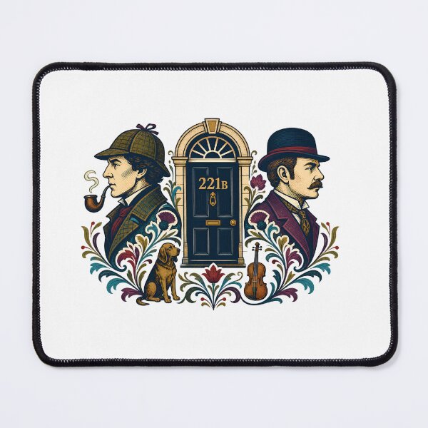 Item preview, Sherlock Holmes and Watson – Folk Floral 221B Portrait designed and sold by Fenay Designs.