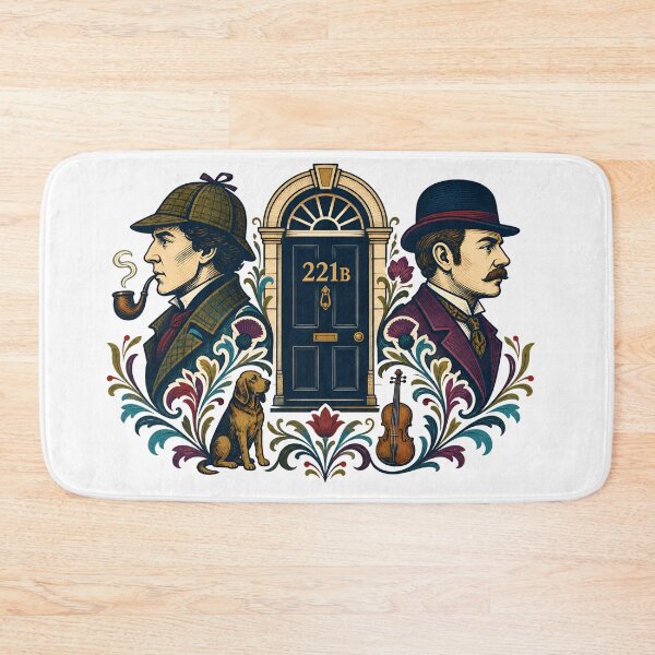 Item preview, Sherlock Holmes and Watson – Folk Floral 221B Portrait designed and sold by Fenay Designs.