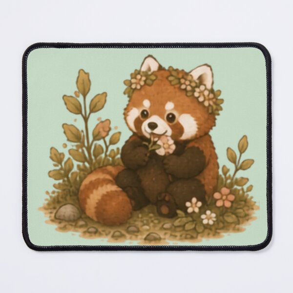 Item preview, Flower Crown Red Panda designed and sold by MellowMunchkins.