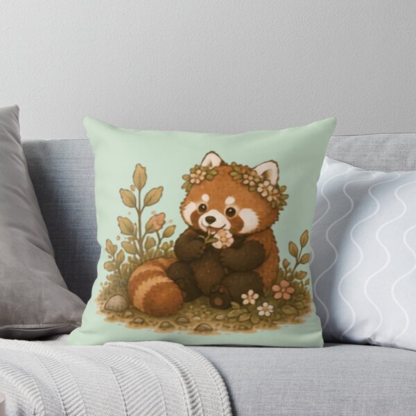Item preview, Flower Crown Red Panda designed and sold by MellowMunchkins.
