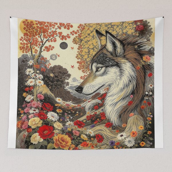 Item preview, Dog Lover Wolf In Floral Nature Scene  designed and sold by GaffaDesigns.