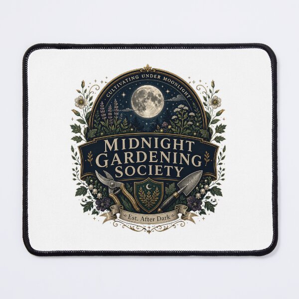 Item preview, Midnight Gardening Society – Dark Botanical Emblem designed and sold by Cloud Tide Studio.