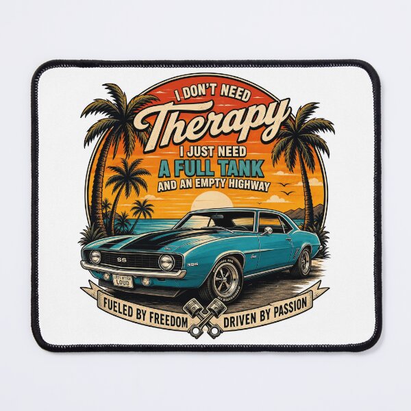 Item preview, I Don't Need Therapy – Classic Muscle Car Sunset Road Trip Vintage Graphic T-Shirt designed and sold by puzzell.
