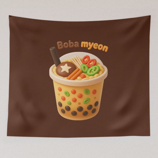 Item preview, Boba Myeon | Cute Bubble Tea Ramen | Kawaii Boba Noodles Food Illustration designed and sold by Eathusiast.
