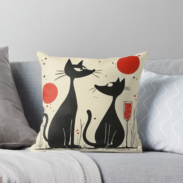 Item preview, Two Wine Drinking Black Cats In Lovers Spat designed and sold by GaffaDesigns.