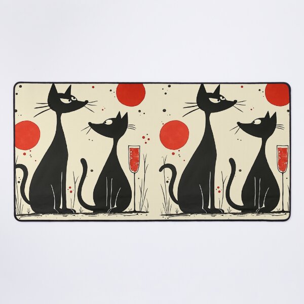 Item preview, Two Wine Drinking Black Cats In Lovers Spat designed and sold by GaffaDesigns.